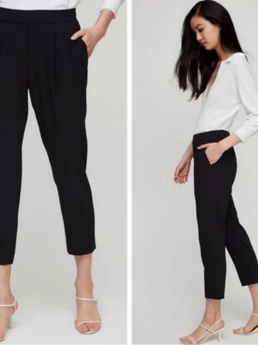 Babaton by Aritzia Cohen Black Pull-on Crepe Slim Ankle Crop Pants Size 2